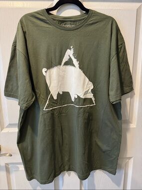 Men's Olive Green Graphic T-Shirt with White Print